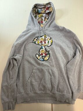 Peanuts Gray Hoodie with Character Patch and Printed Hood Lining